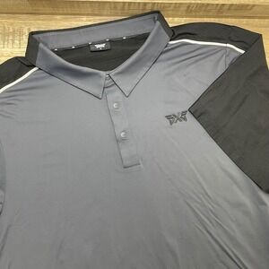 PXG Fine Line Short Sleeve Performance Golf Polo Shirt Mens XL Grey Black UV Dry